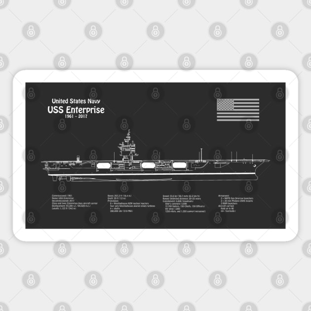 USS Enterprise Aircraft Carrier CVN-65 - PDpng Magnet by SPJE Illustration Photography